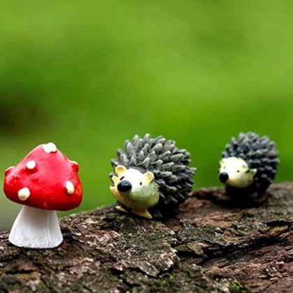 3PCS/Set Mini Hedgehog And Red Dot Mushroom Decoration